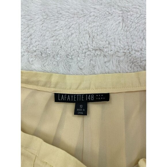 Lafayette 148 Two Piece Skirt Shirt Outfit 10 Spring Easter Summer Yellow Embroi - Picture 3 of 11